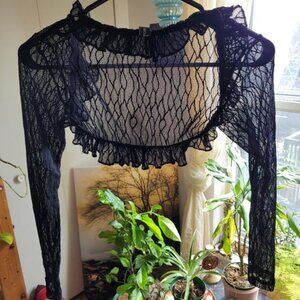 Zero point Y2Kblack lace cropped bolero -size 36